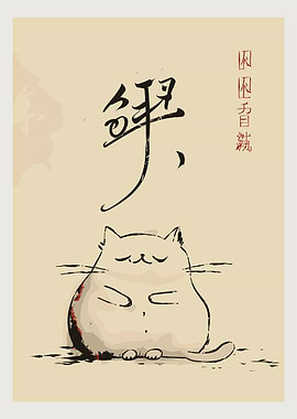 Zen Cat Calligraphy