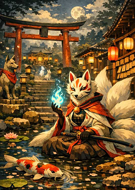 Kitsune Spirit at Japanese Shrine