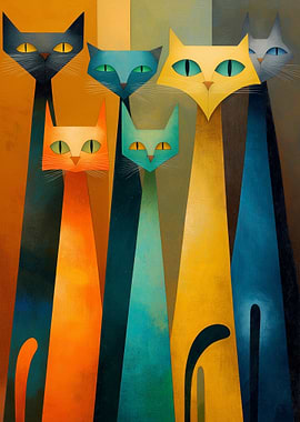 Abstract Cats Painting