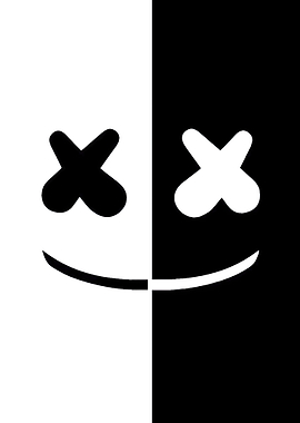 Marshmello Face Black and White