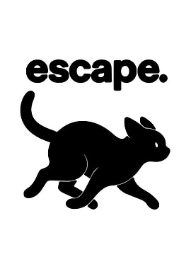 Black Cat Running with Escape Text