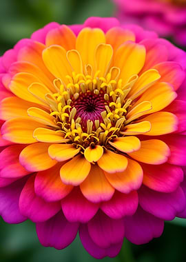 Vibrant Zinnia Flower Macro