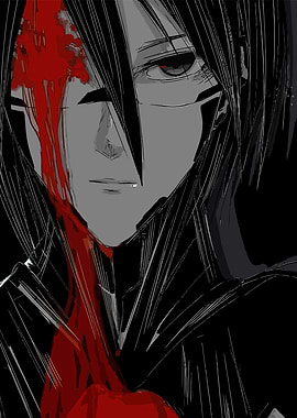 Anime Character with Blood Splatter