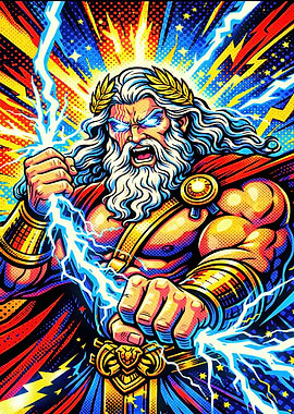 Zeus with Lightning Bolts
