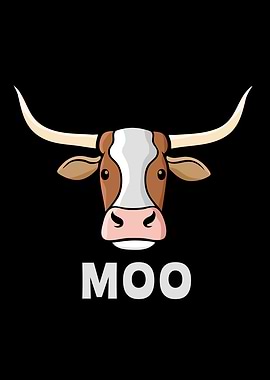 Cute Longhorn Cow Kids MOO Kawaii Cow