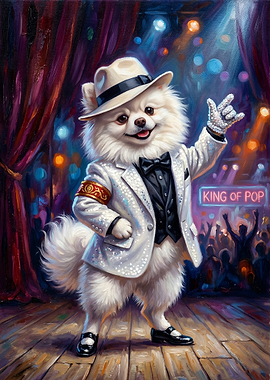 Pomeranian Dog as King of Pop