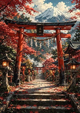 Torii Gate with Mount Fuji