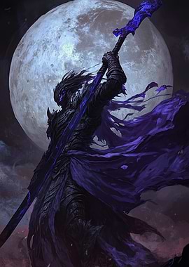 Dark Knight with Blue Energy Sword