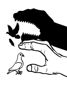 Shadow Puppet Dinosaur Threatening Birds