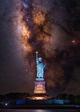 Statue of Liberty Under the Milky Way
