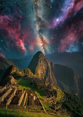 Machu Picchu under the Milky Way