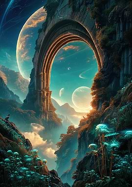 Alien Landscape with Ancient Archway