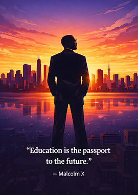 Man looking at city skyline at sunset