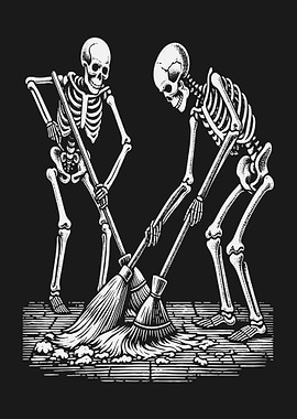 Skeletons Sweeping a Cobblestone Floor