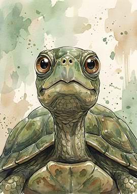 Watercolor Turtle Portrait