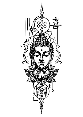 Buddha with Lotus and Symbols