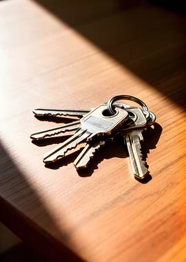 Keys on a wooden table
