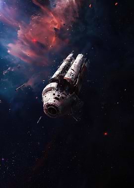 Damaged Spaceship in Nebula