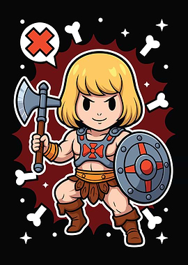 Chibi He-Man with Axe and Shield