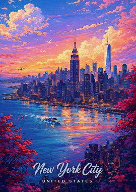 New York City Skyline at Sunset