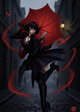 Mina Deadlock with Red Umbrella and Gun