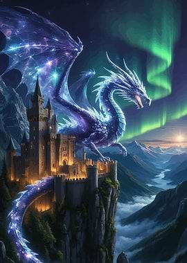Dragon on a Cliffside Castle