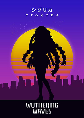 Sigrika Wuthering Waves Retro Poster