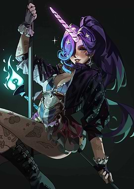 Fantasy Unicorn Girl with Magical Flame