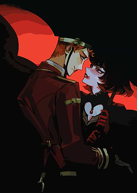 Anime Couple in Red and Black