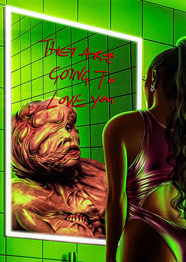 Horror Reflection in Mirror