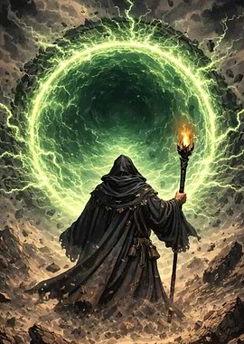 Wizard opening a portal