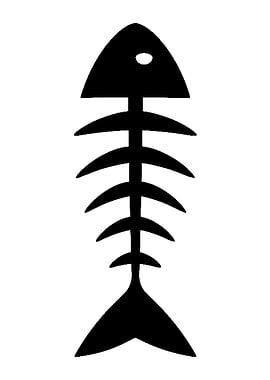 Black Fish Skeleton Icon