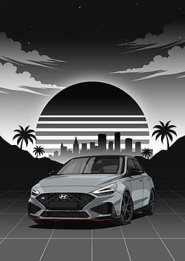 Gray Hyundai i30 Fastback N