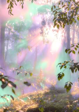 Enchanted Forest with Sunbeams