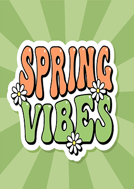 Spring Vibes Retro Text Art