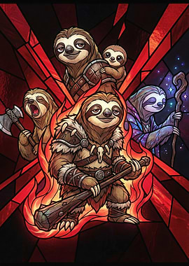 Fantasy Sloth Warrior and Mage
