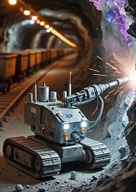 Mining robot in a crystal cave