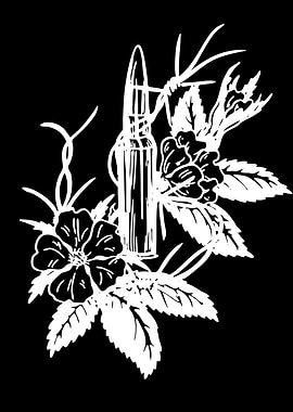 Bullet and Flowers Tattoo Design