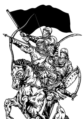 Mounted Archers with Black Flag