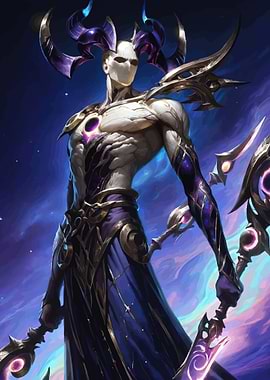 Cosmic Warrior with Horns and Staff