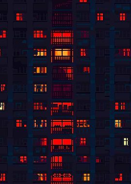 Apartment Building at Night