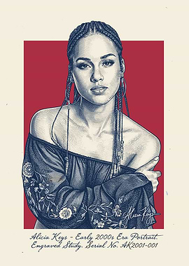 Alicia Keys Engraved Portrait