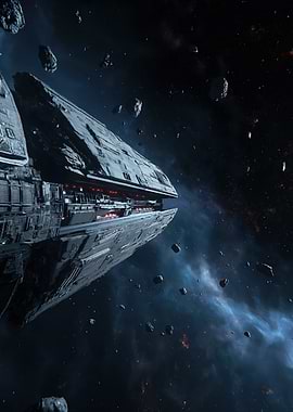 Massive Spaceship in Nebula