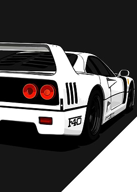 White Ferrari F40 Rear View