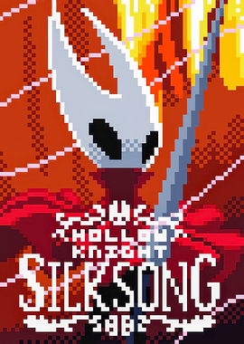 Hollow Knight Silksong Pixel Art Poster