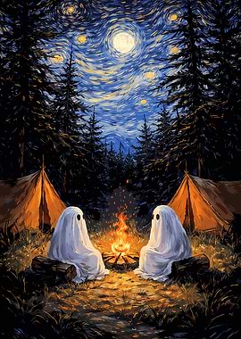 Ghosts Camping Under Starry Night