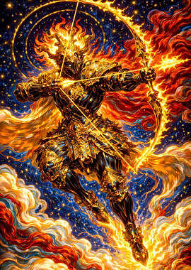 Fiery Archer in Cosmic Battle