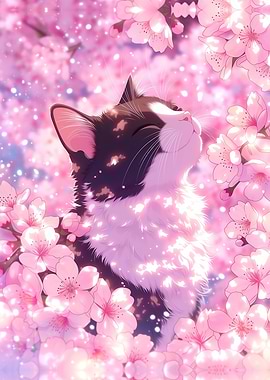 Cat Smelling Cherry Blossoms ~ Memorys ~