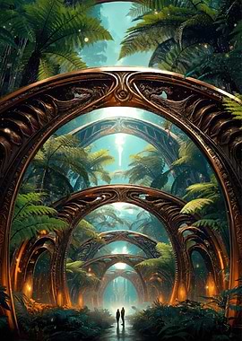 Fantasy Jungle Archway with Silhouettes