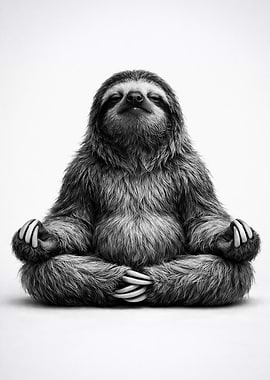 Meditating Sloth in Lotus Pose